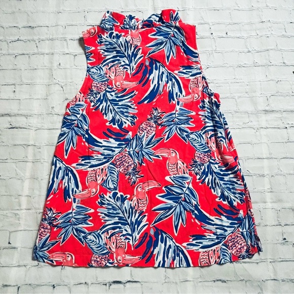 CROWN & IVY Women's Size M 100% Rayon Tank Top Ruffle V Neck Tropical Multicolor - Picture 8 of 9